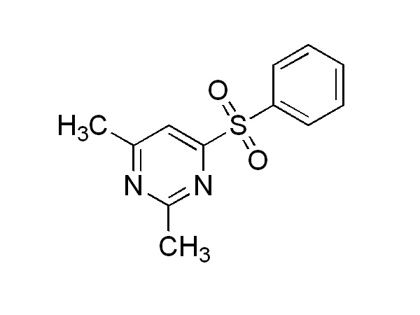 Chemical structure of 2,4-dimethyl-6-(phenyl sulfonyl) pyrimidine